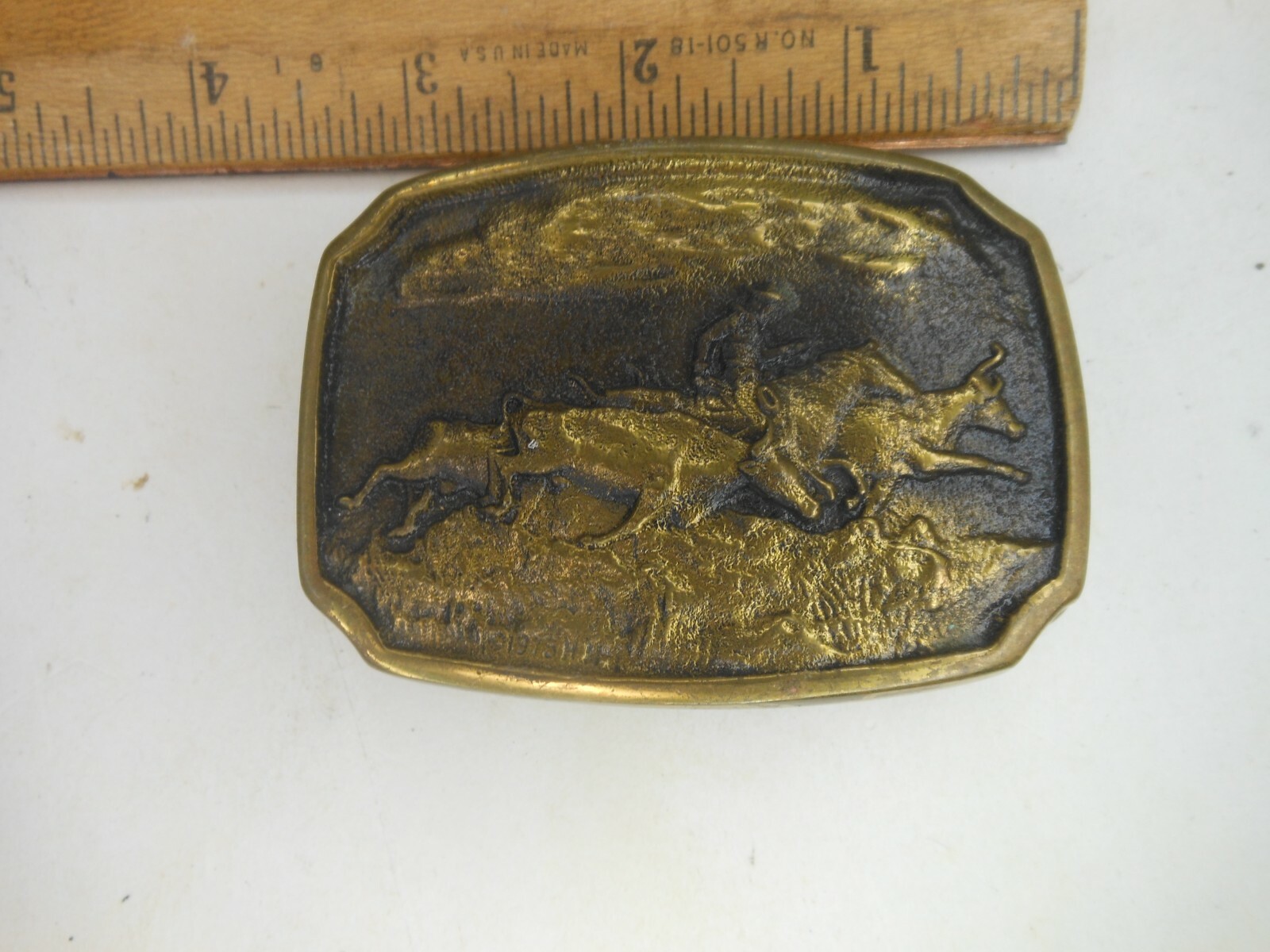 Solid Brass American Cowboy Belt Buckle Heritage Mint… Gem