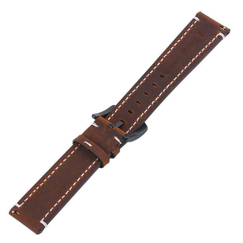 Bracelet Montre En Cuir Véritable - Pour Hommes - Largeurs 18, 20, 22, 24 Mm