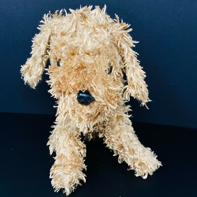 MTY International Tan Puppy Dog Plush 12'' Stuffed Animal Toy Shaggy Scruffy Sits
