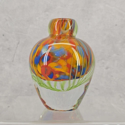 Vintage Luigi Onesto Murano Glass 70s Italian Sommerso Pulled Feather Vase
