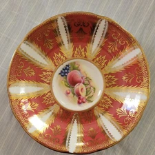 1960s PARAGON Fancy STILL LIFE FRUIT SAUCER only Pink Panels Gold Filigree rare