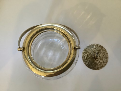 Antique Cut Glass & Silver Plate Biscuit Barrel Jar w/ Figural Mouse Finial - Picture 12 of 12