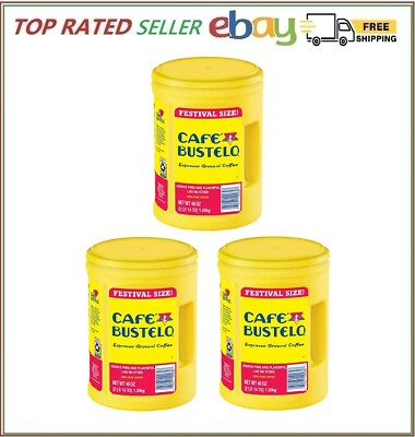 3 Pack - Café Bustelo Festival Size Dark Roast Ground Coffee, Espresso 46 oz.