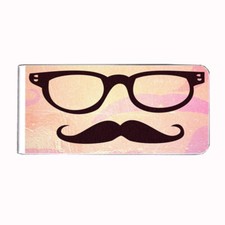 Metal Money Clip Bills Card Metal Holder Clip Rectangle Cool Mustache D9