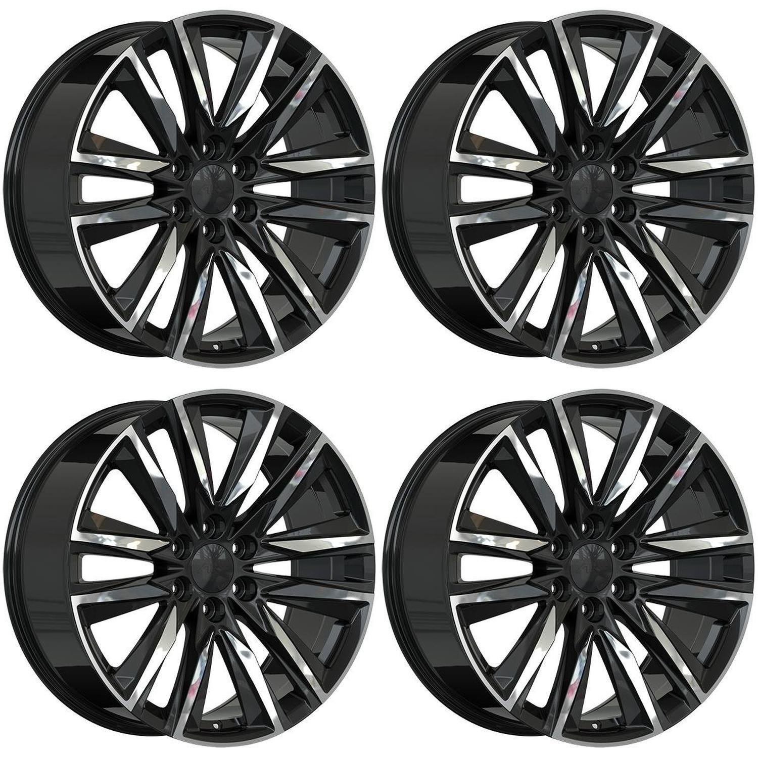 Set of 4 Black 20in OEM Replica Wheel Rims for Cadillac Escalade, OEQ5U82 20x9 6