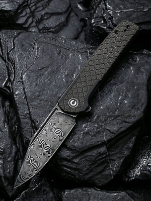 Civivi Cachet Folding Knife 3.50'' Damascus Steel Blade Stainless/Micarta Handle