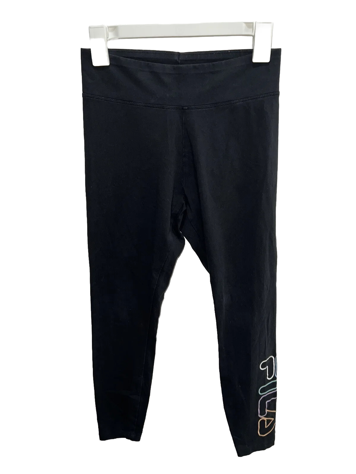 leggings donna Fila nero atletico Capri logo taglia S piccola pull on