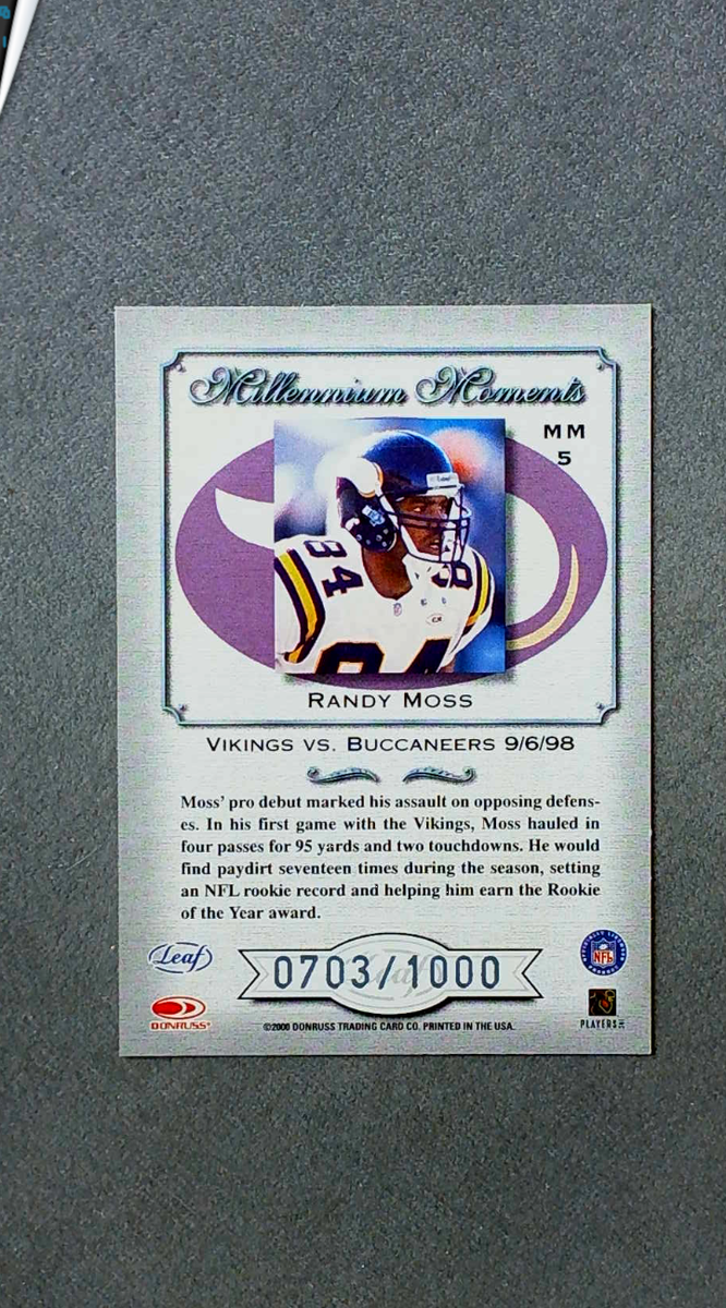 2000 Quantum Leaf Millennium Moments #5 Randy Moss Vikings #'d 703