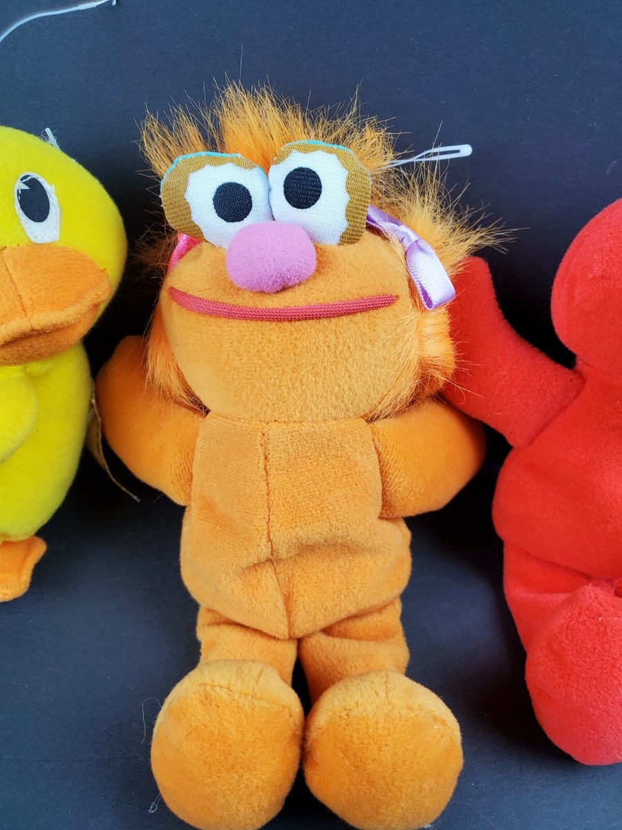 Vintage Sesame Street Beans Plush Set 3 Elmo Zoe Rubber Duckie