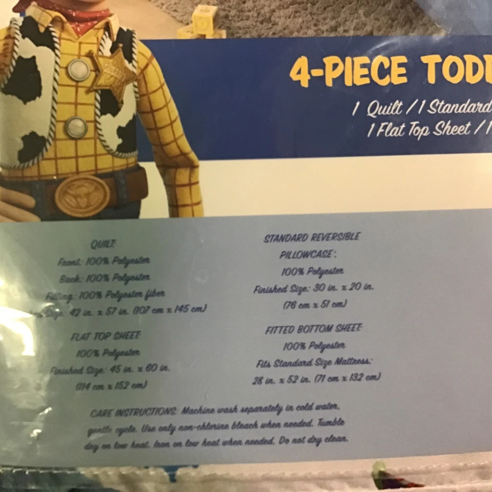 Disney Toy Story 4 - Blue, Green, Yellow Toys in Action 4Piece Toddler Bed Set - Image 4 of 4