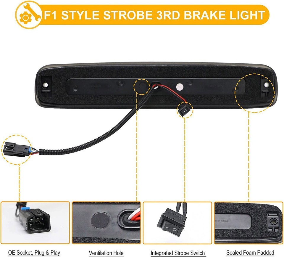Red Lens For 99-06 Chevy Silverado/GMC Sierra – 3rd Brake Light & Cargo Lamp, LED, Chrome Housing