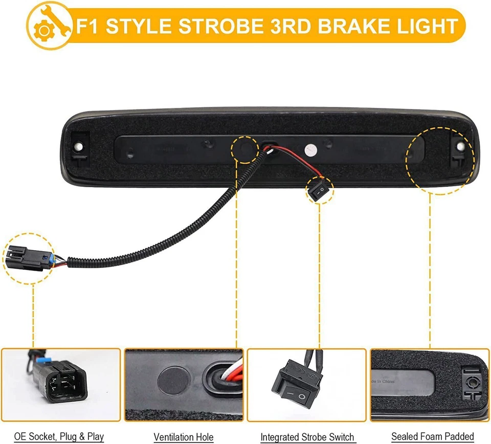 For 99-07 Chevy Silverado GMC Sierra Rear LED 3rd Third Brake Cargo Tail Lights - Image 4 of 4