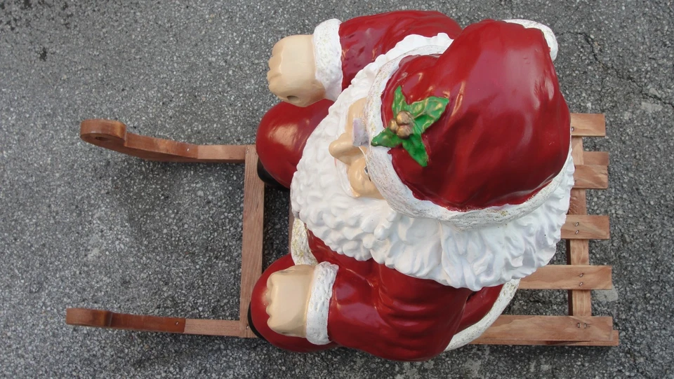 Weihnachtsmann Schlitten Sitzend Figur Groß Weihnachten Nikolaus Dekoration L - Bild 3 von 4