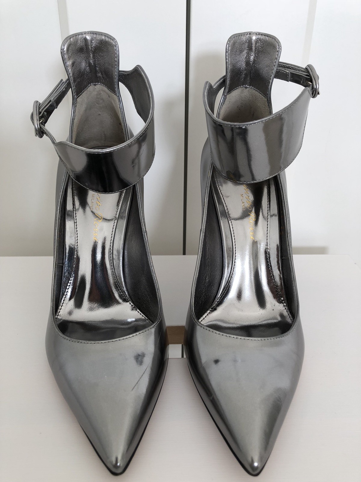 Gianvito Rossi plata Leather gruesa Correa De Tobillo Puntera Puntiaguda Bombas Tacones EE. UU. 35 Gianvito Rossi plata Leather gruesa Correa De Tobillo Puntera Puntiaguda Puntiaguda Puntiaguda Bombas Tacones EE. UU. 35 tienda de venta