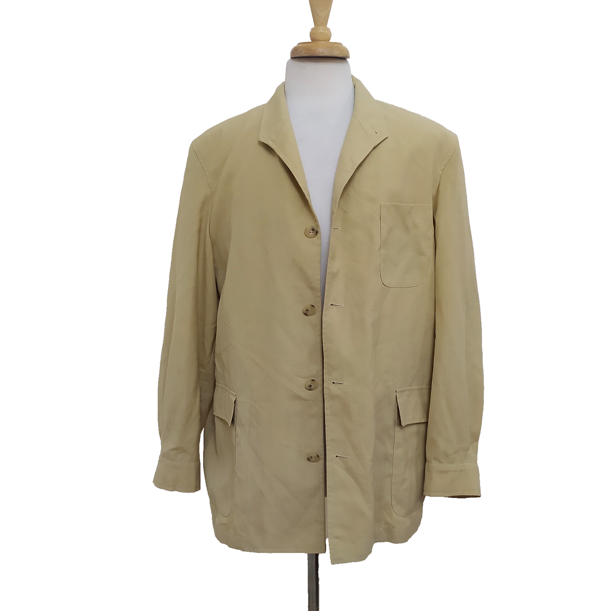 ジャケット・アウター vintage BURBERRY LONDON linen jkt Burberry London Jacket Vintage Linen Mens Button Beige Coat