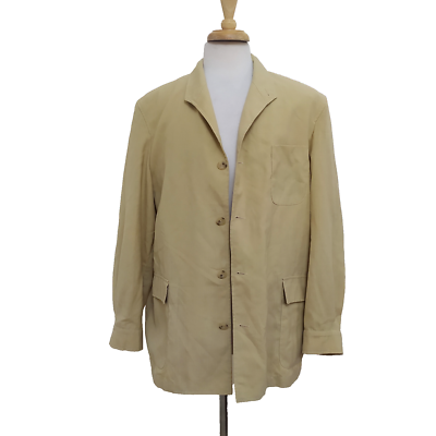 Burberry London Jacket Vintage Linen Mens Button Beige Coat