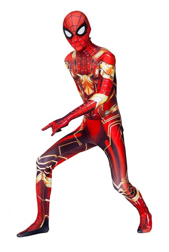 For Adult & Kids Golden Iron Spider-Man Cosplay Costume Superhero Zentai Suit - Picture 5 of 22