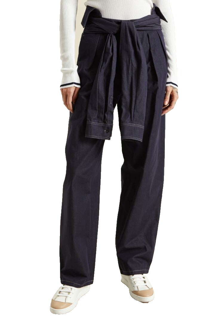 ✨MAX MARA Denim Wide-leg Pants with Logo Size 4 US, 6 GB