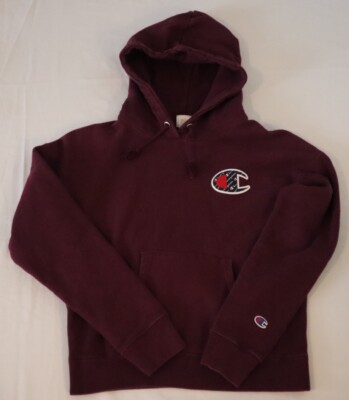 Vintage Champion Reverse Weave Hoodie Sweatshirt 90s Maroon Small
