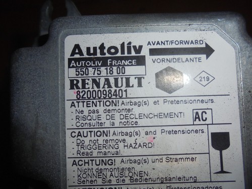 RENAULT KANGOO 2001 SRS ECU MÓDULO 550751800 / 8200098401 / AC - Imagen 7 de 14