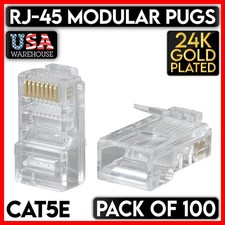 RJ45 Plug Modular Connector Cat5e Cable RJ-45 Plug 8P8C Ethernet Network 100 PCS