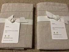 2 POTTERY BARN Belgian Flax Linen Shams KING Size Potterybarn Sham flax color