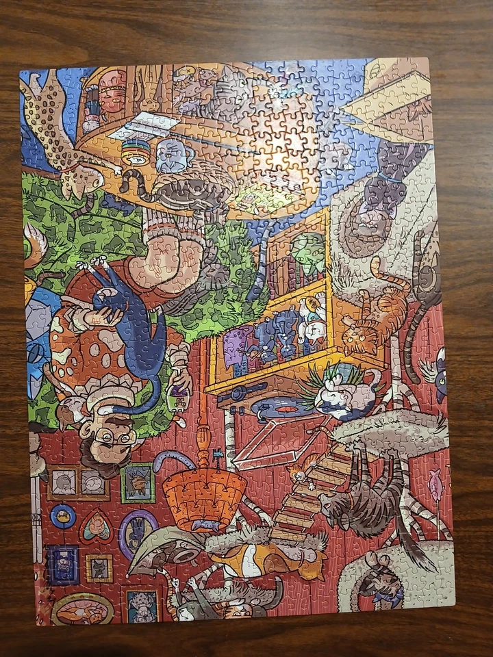 Búsqueda Y Divertido 750 Piezas Puzzle Ceaco Rompecabezas Gatos 🐈 Hombre Bebiendo Vino Foto 3 de 3
