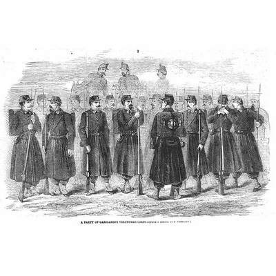 ITALIEN Unabhängigkeitskrieg Partei der Garibaldis Freiwilligen - Antikdruck 1859