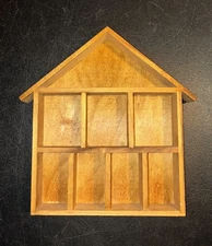 Vintage Wood Display Shelves House Shaped Wall Hang Collection Display Cabinet