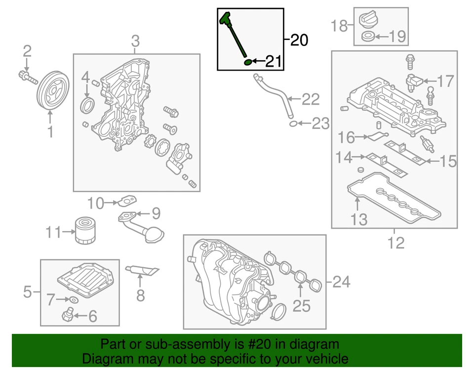 Genuine Hyundai 2013-2019 Accent Sonata Veloster Elantra Dipstick 26611-2B610 - Image 2 of 2