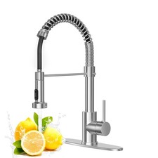 Brushed Nickel Kitchen Faucet Pull Down Sprayer, Stainless Steel Commercial