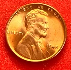 1945-P Lincoln Wheat Cent Penny GEM RED BU From an Original Bank Roll