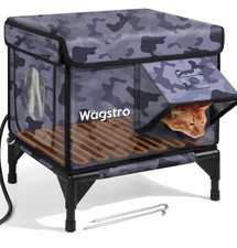 Cozy Heated Cat House Waterproof, Insulated Shelter w Awning  Escape Door
