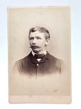 New York  Well Coiffed Man Handlebar Mustache Cabinet Card Photo  Bostwick