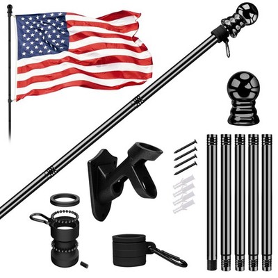 3x5ft American Flag with US Flag Pole Kit, 5 Ft Sturdy Rust-Resistant Stainle...