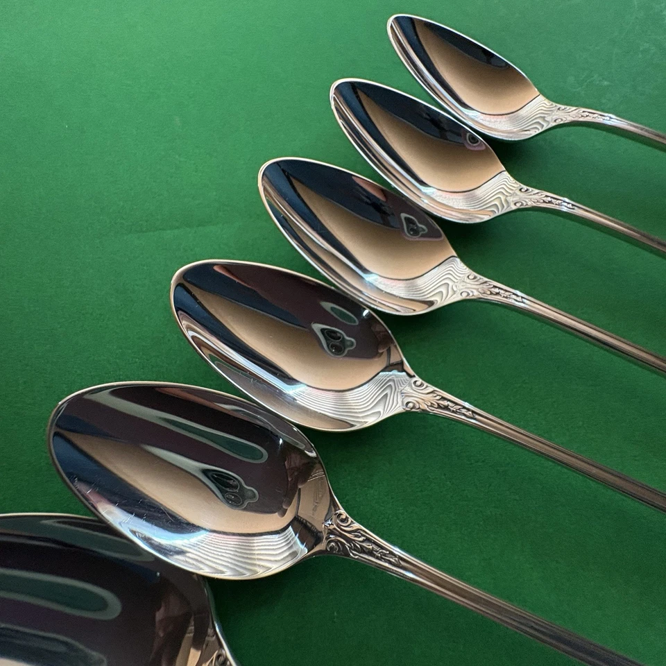 6 WALLACE Rose Point Sterling Silver Iced Teaspoons BEAUTIFULLY REFURBISHED - Image 4 of 4