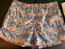 Columbia PFG Swim Trunks Mens 2XL Blue Orange Striped Palm Tree Shorts Fishing
