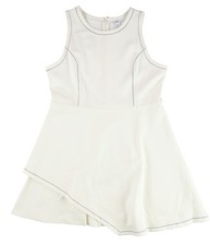 bar III Womens CONTRAST-STITCH LAYERED-HEM Shirt Dress, white, M