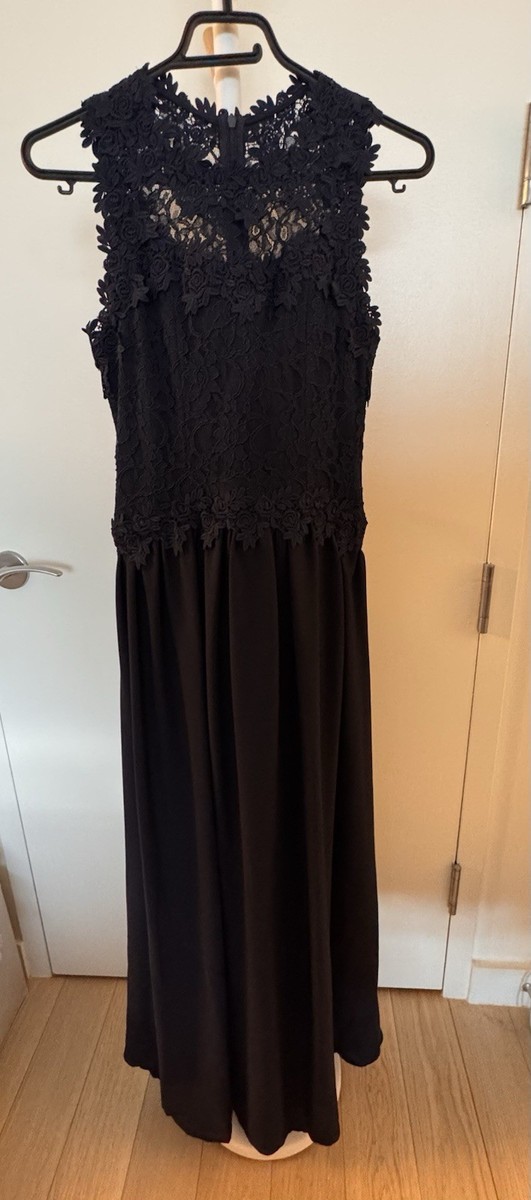 Joseph Ribkoff Black Lace Bodice Maxi Dress Gown Sleeveless Size 2 Formal |  eBay