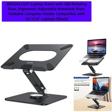 Laptop Stand with 360 Rotating Base, Ergonomic Adjustable Notebook Riser, Fol...