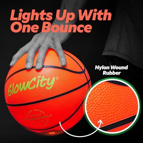  Glow in The Dark Basketball - Size 7 - 29.5" Original Rubber (Pump Included)