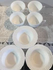 Vintage Indiana Glass Orange Blossom Milk Glass Set 7 (4 Cups & 3 Bowls) Floral