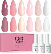 Smalto Semipermanente Unghie, 6 Colori Bianco Nude Rosa Gel per Unghie Semiperma