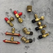 Yellow Jacket Pro Set AC Fitting Brass Lot Used HVAC Air Condition Pressure