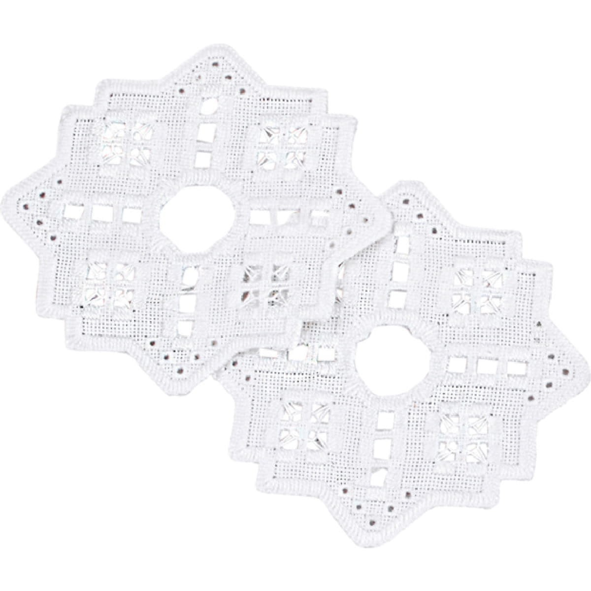 Permin counted Hardanger candle ring stitch kit ""White II, 2pcs"", a 11,5x11,5cm
