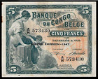 Belgian Congo 5 Francs 1947 PMG 63 UNC P#13Ad PMG Printer W&S, Series A/H — photo 3