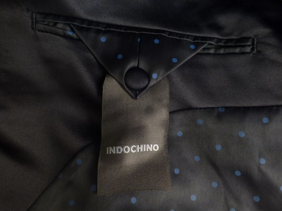 Trajes de Esmoquin Indochino 42R Cachemira Excelente Estado Cuello Chal Azul Negro Foto 4 de 4