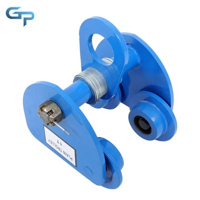 2200LBS/1 Ton Load Capacity I-Beam Hand Trolley 65-150mm Adjustable Width Blue