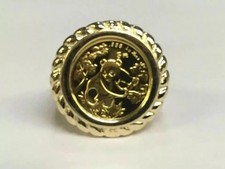 14K Yellow Gold Plated CHINESE PANDA BEAR Beauty Vintage Wedding Silver Ring