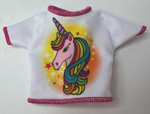 Barbie 2019 Fantasy Hair Graphic Tee Crop Top Unicorn Mattel